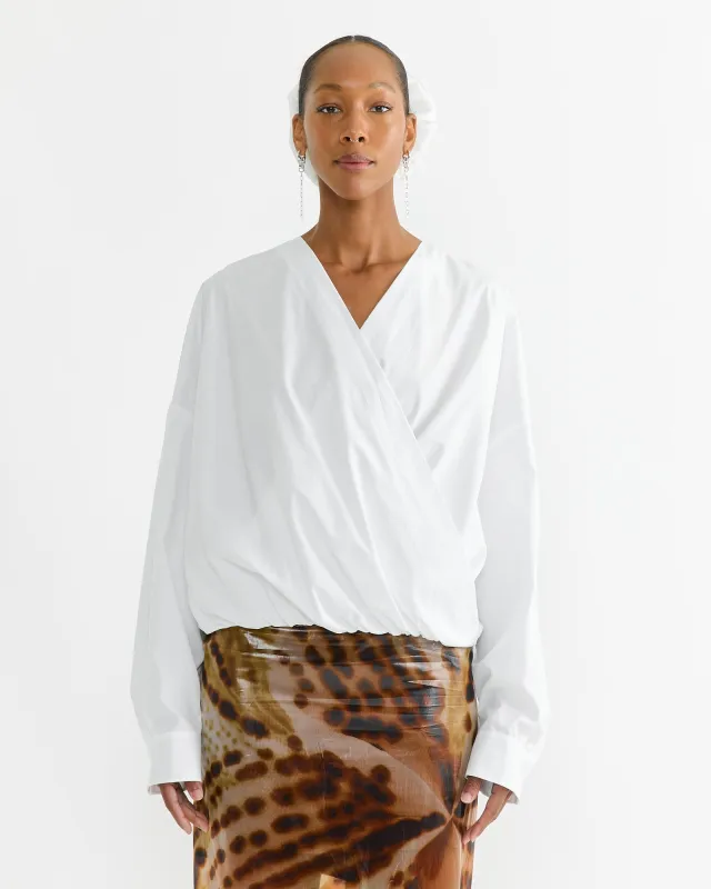 Draped Top in White made by Dries Van Noten