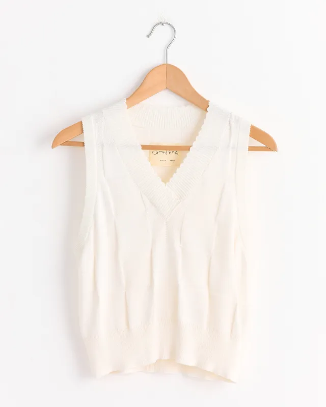 Checkered Cotton & Cashmere Waistcoat in White sold by Mohawk General Store