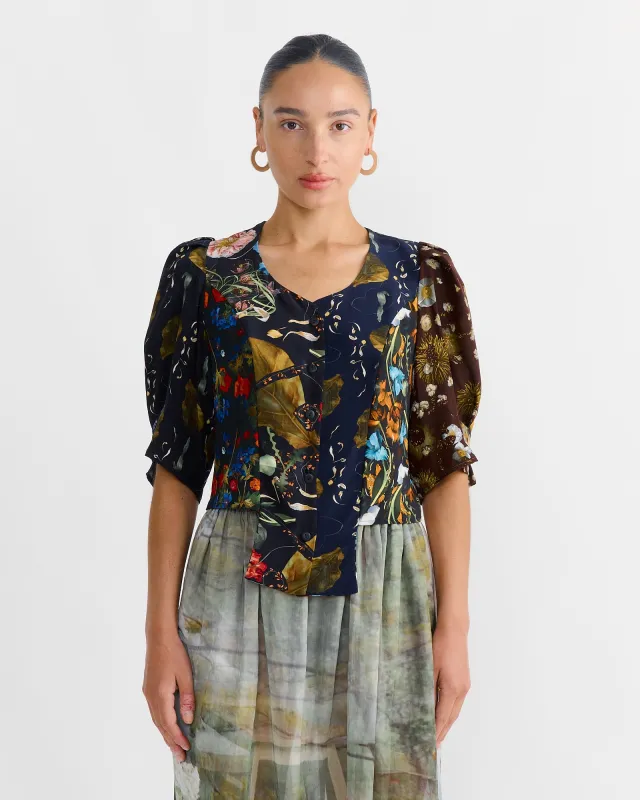 Folk Blouse in Print Z/Flower Power Dark sold by Mohawk General Store