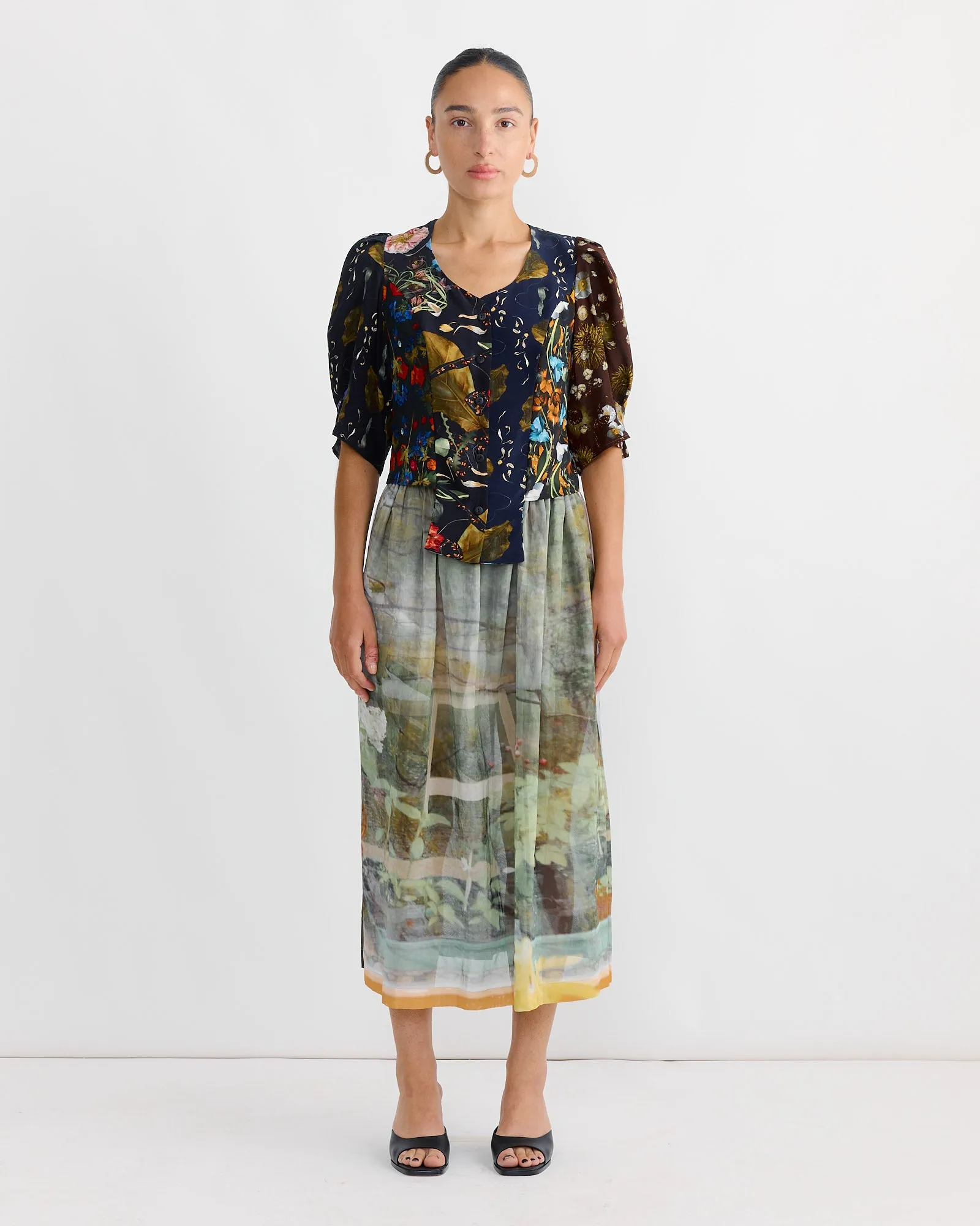 Folk Blouse in Print Z/Flower Power Dark sold by Mohawk General Store product image thumbnail 2