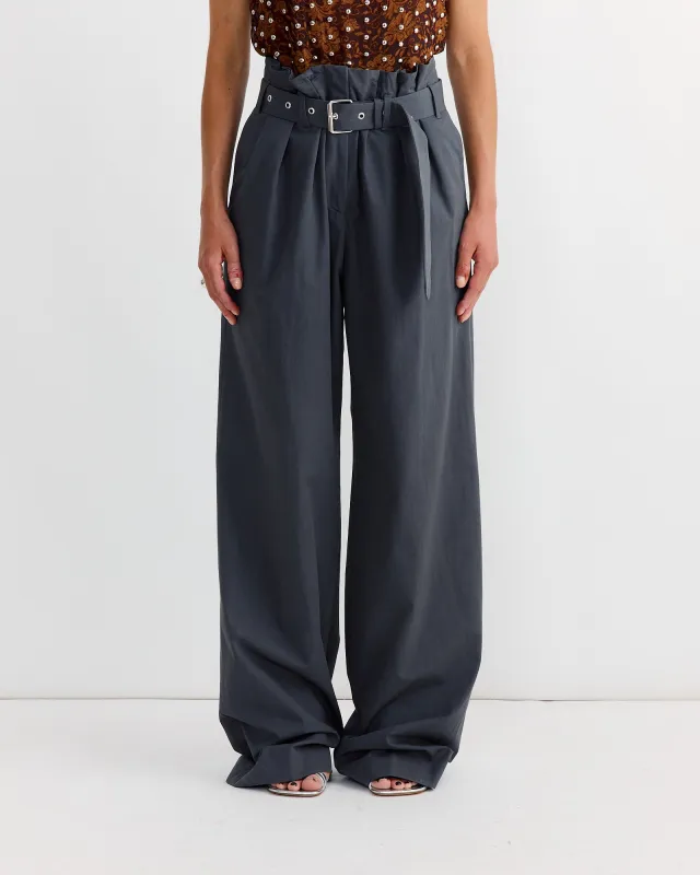 Belted Cotton Pants in Dark Grey sold by Mohawk General Store