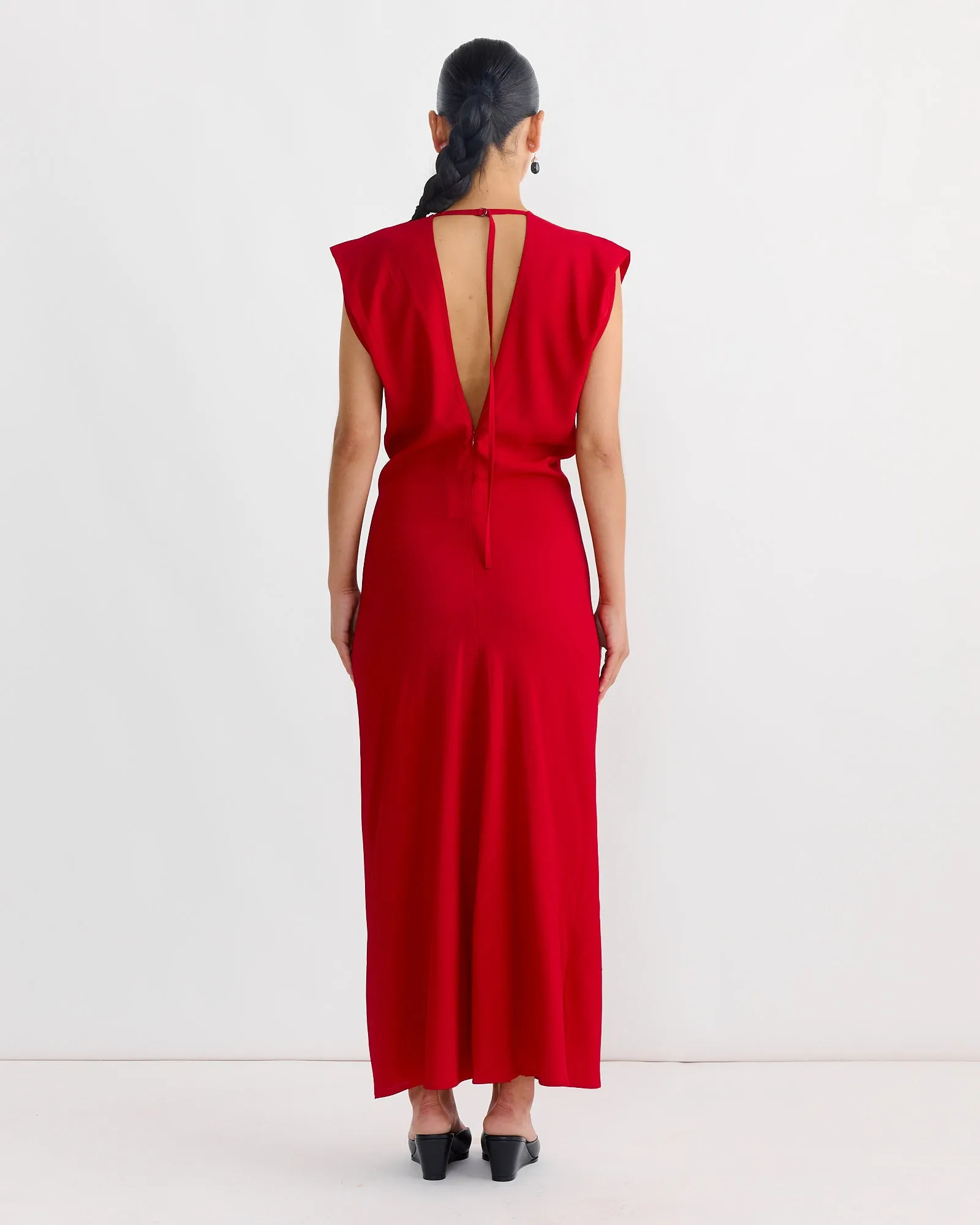 Plunge Drape Dress in Rosso sold by Mohawk General Store product image thumbnail 2