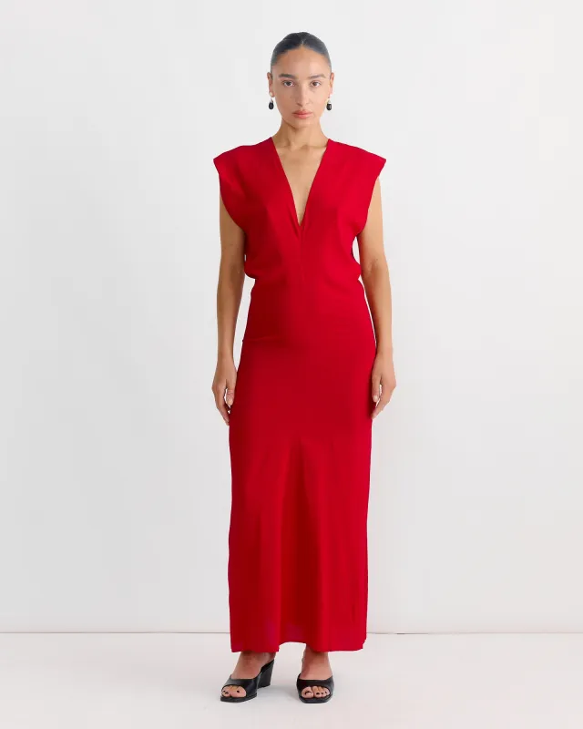 Plunge Drape Dress in Rosso sold by Mohawk General Store
