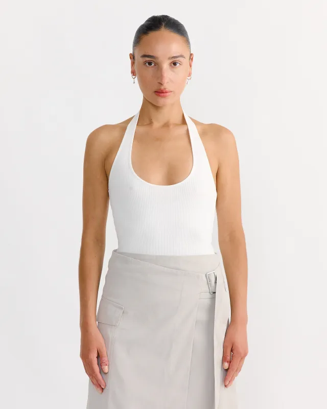Rib Halter Top in White sold by Mohawk General Store