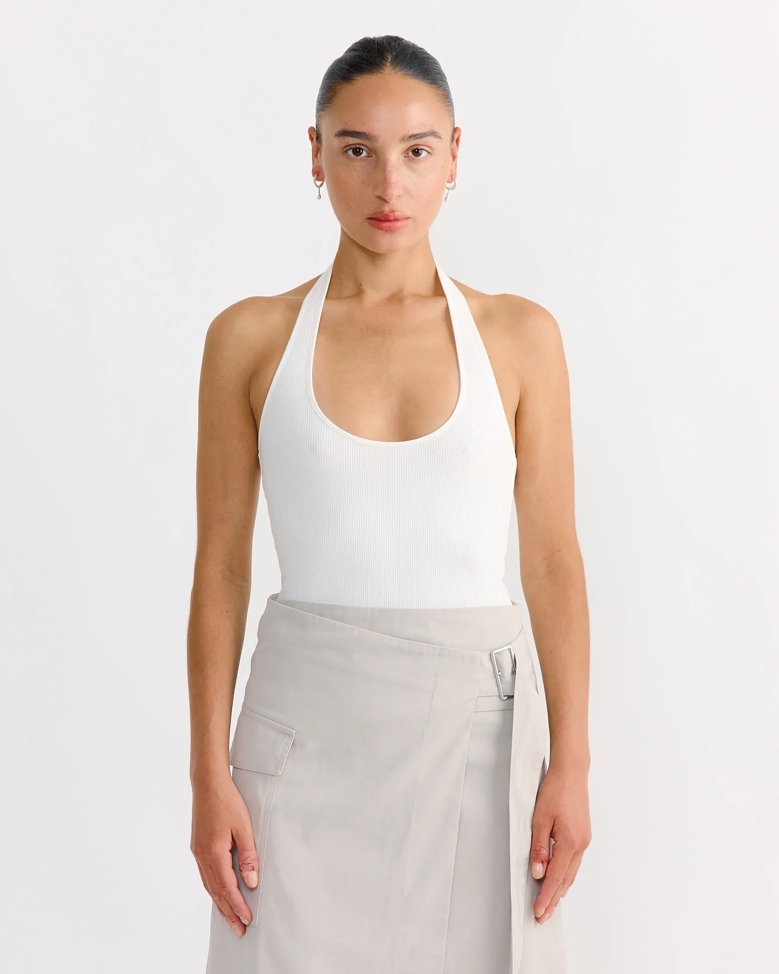 Rib Halter Top in White sold by Mohawk General Store