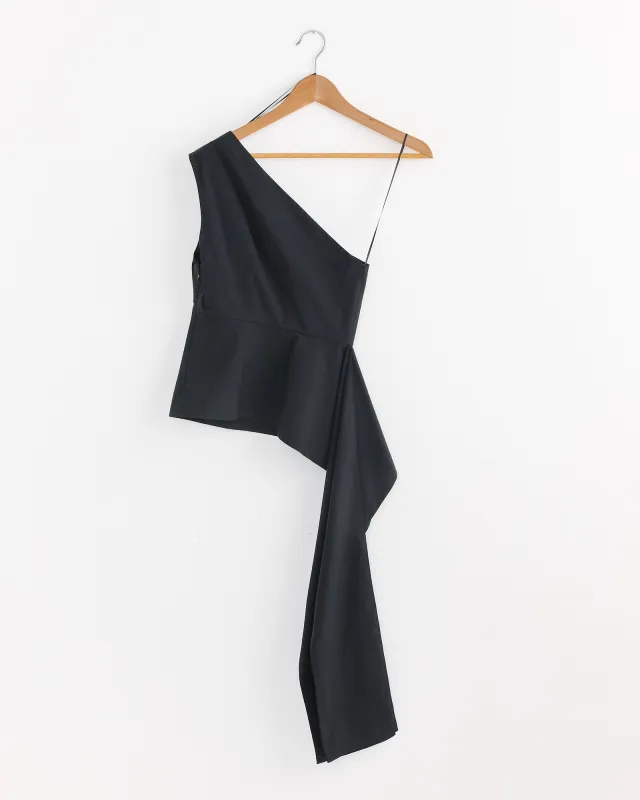 Asymmetrical Origami Top in Black sold by Mohawk General Store
