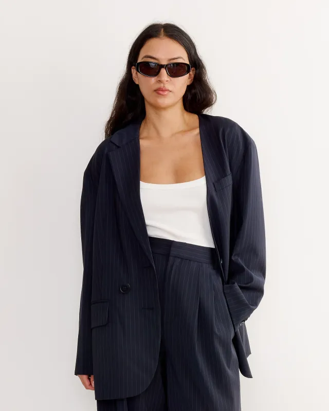 Dominic Pinstripe Liam Blazer in Navy Multi sold by Mohawk General Store