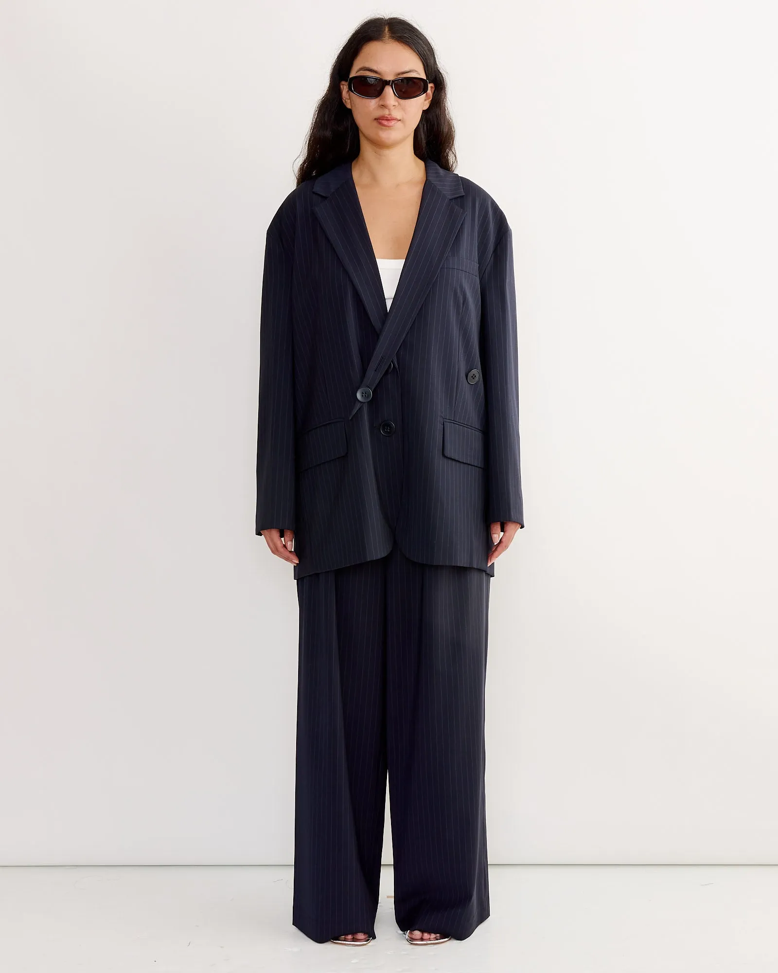 Dominic Pinstripe Liam Blazer in Navy Multi sold by Mohawk General Store product image thumbnail 2