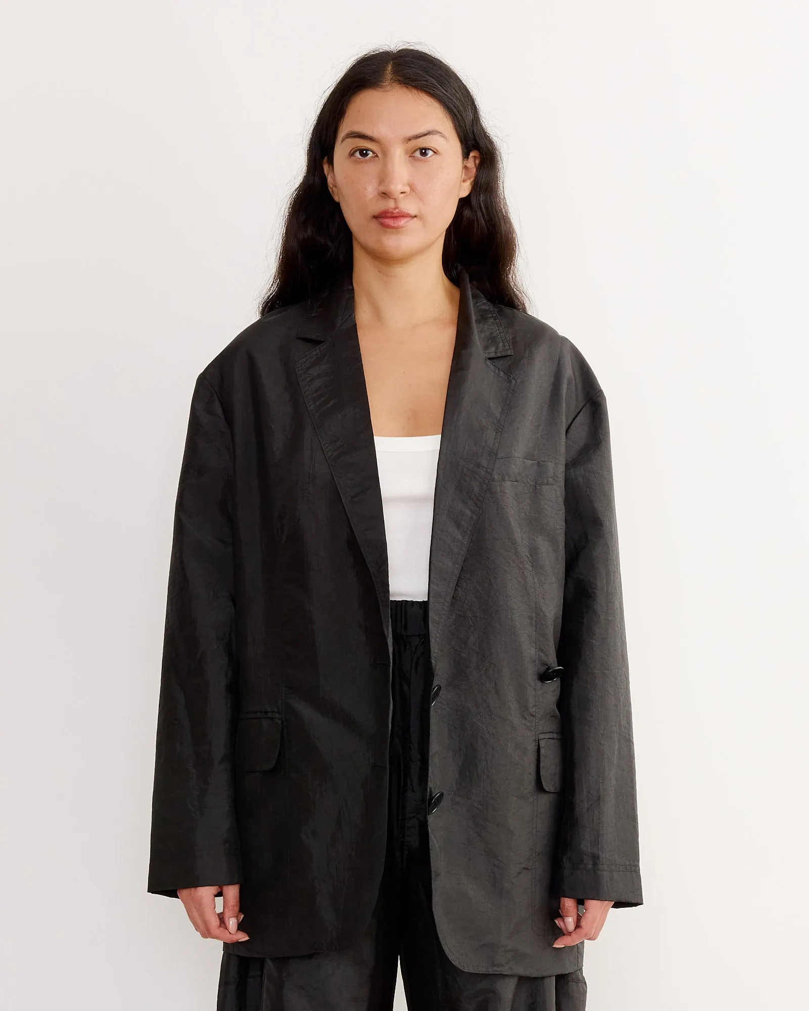 Crispy Nylon Liam Blazer in Black sold by Mohawk General Store