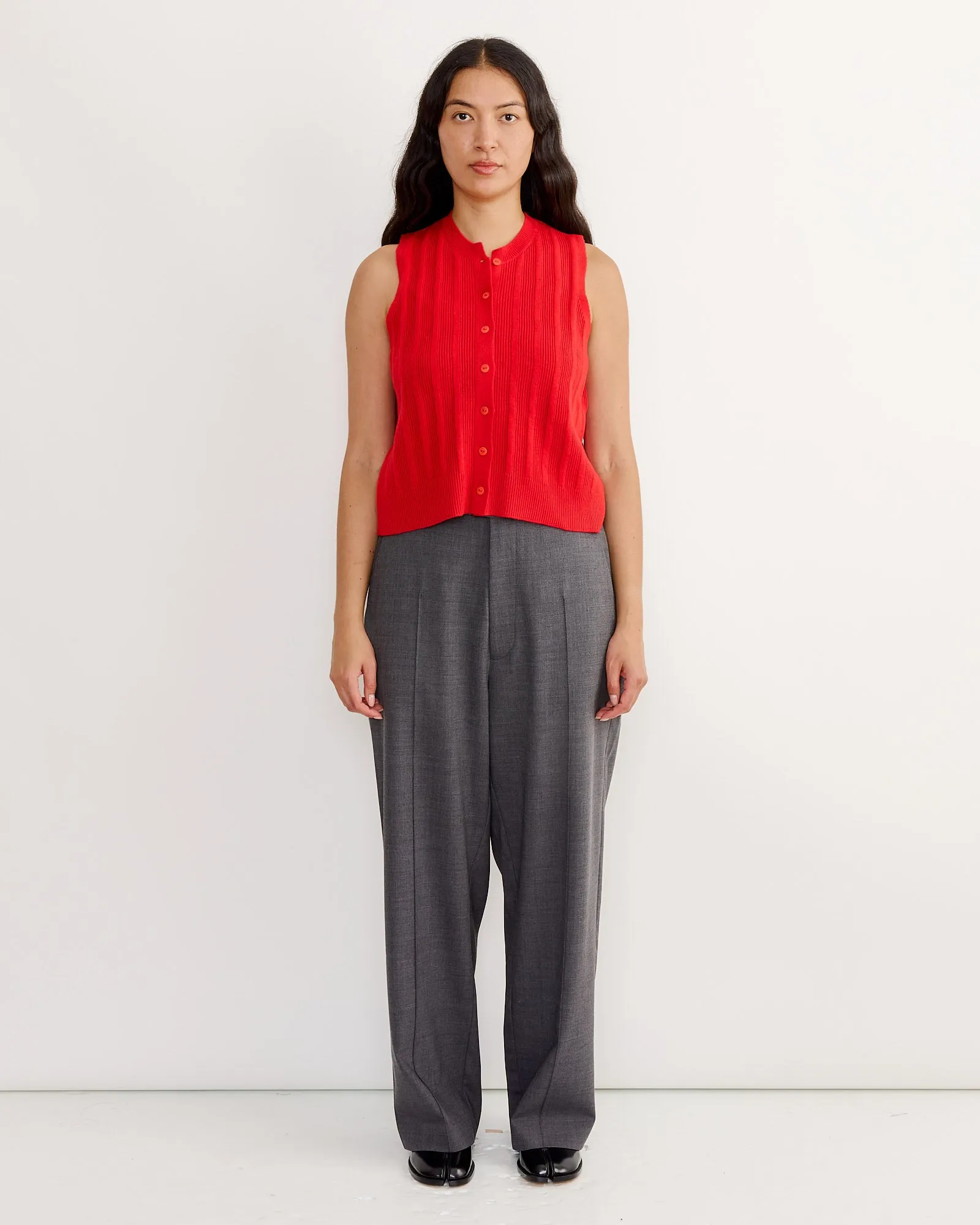 Merino Wool Ribbed Waistcoat in Red sold by Mohawk General Store product image thumbnail 2