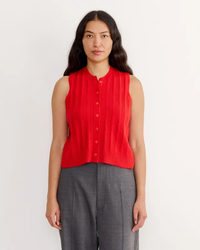 Merino Wool Ribbed Waistcoat in Red sold by Mohawk General Store