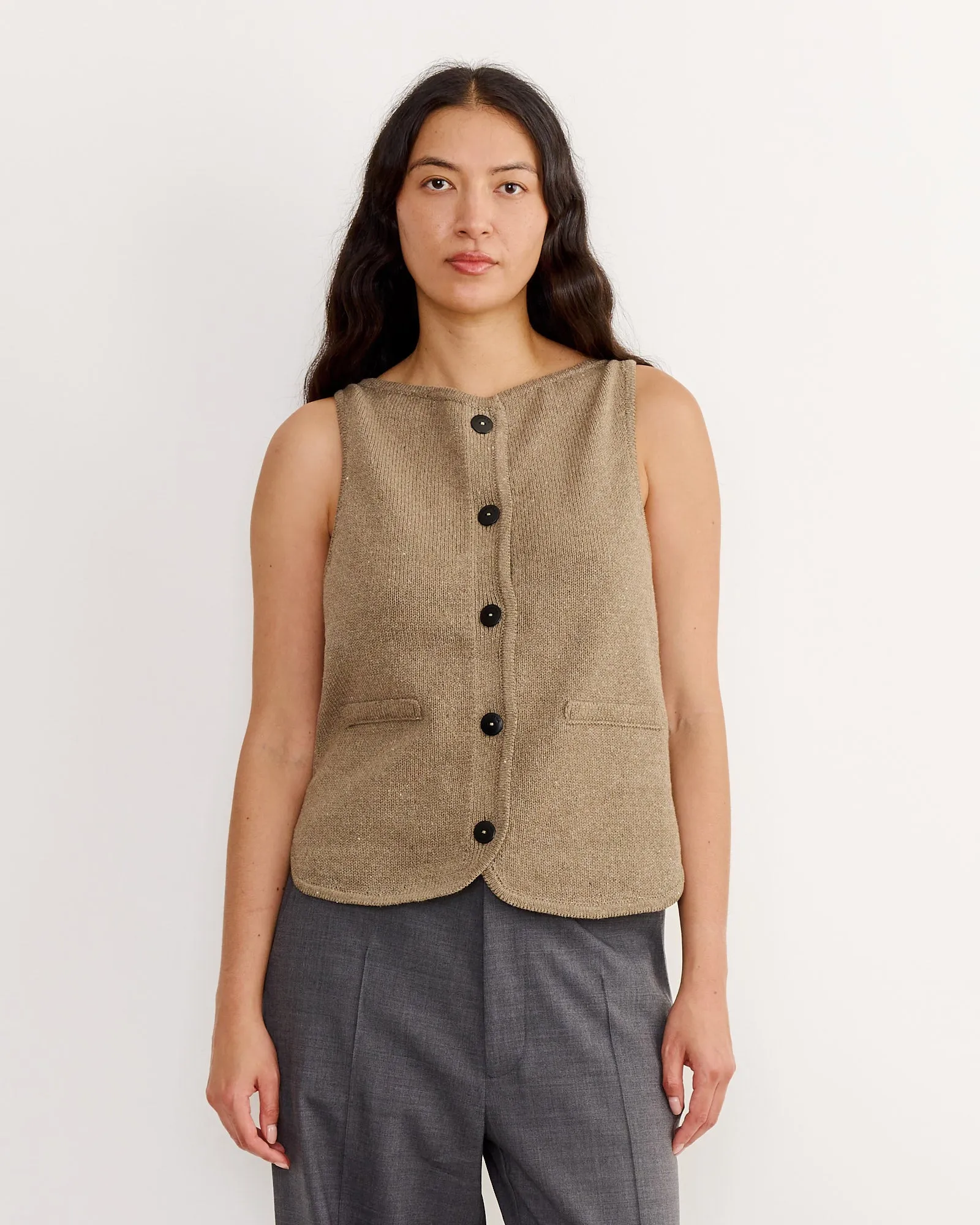 Boat Neck Waistcoat in Taupe sold by Mohawk General Store