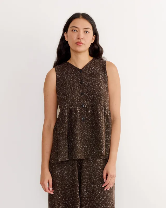 Flecked Cotton Peplum Top in Brown sold by Mohawk General Store