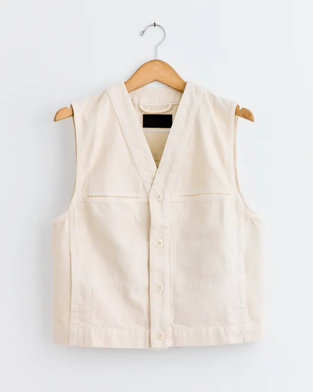 Denim Gilet in Snow Clay made by Lemaire