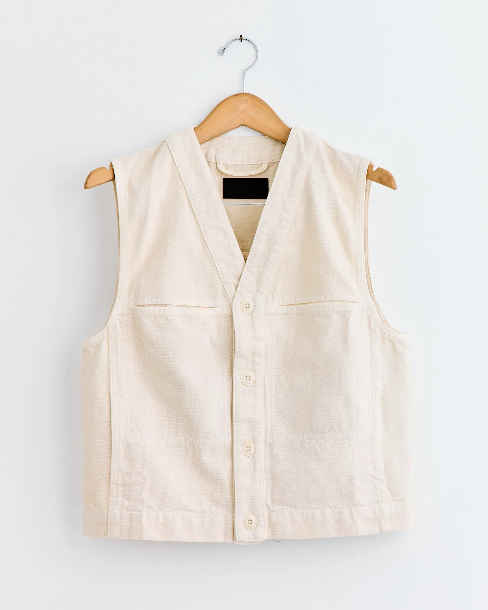 Denim Gilet in Snow Clay sold by Mohawk General Store