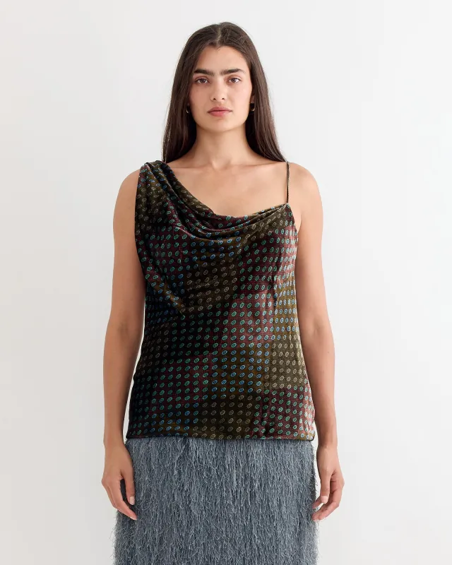 Printed One Shoulder Top in Khaki sold by Mohawk General Store