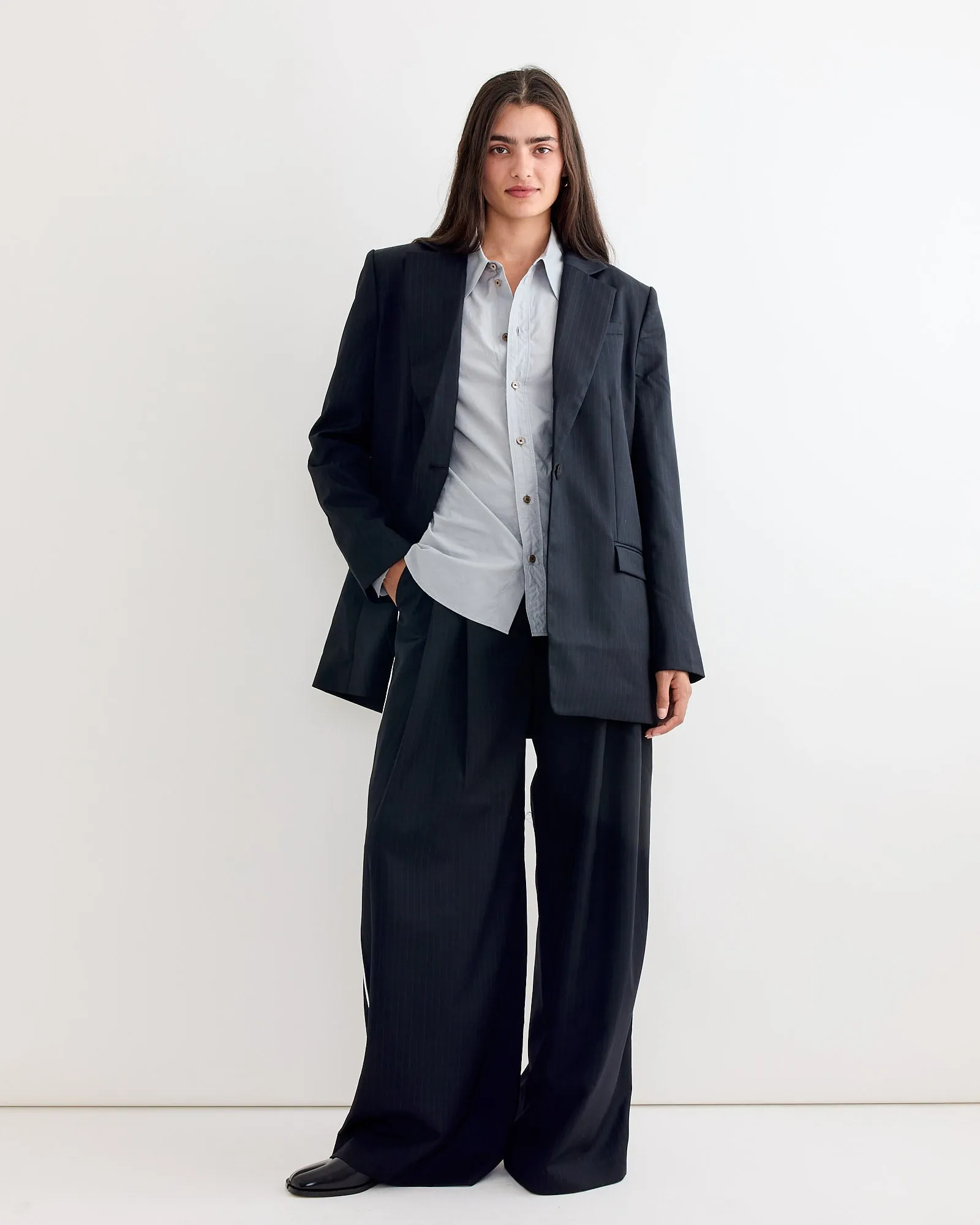 Side Stripe Homme Pant in Black Pinstripe sold by Mohawk General Store product image thumbnail 3