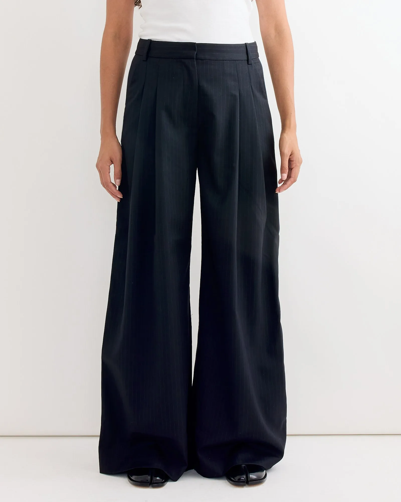 Side Stripe Homme Pant in Black Pinstripe sold by Mohawk General Store