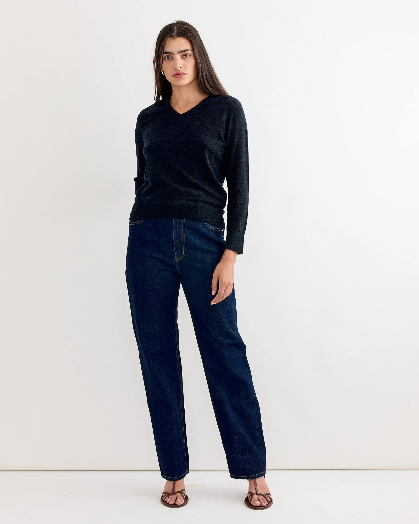 Wool Shrunken V Neck Sweater in Charcoal sold by Mohawk General Store product image thumbnail 2