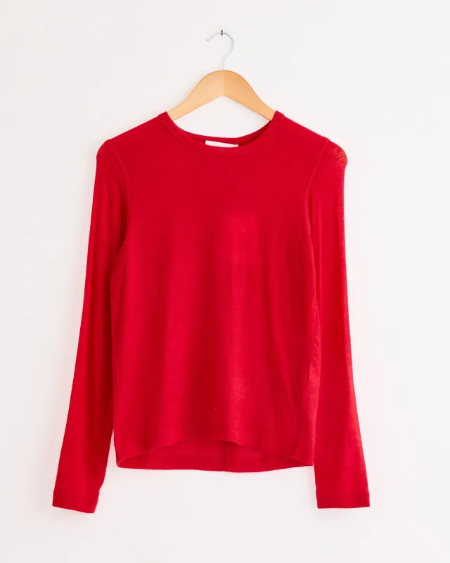 Wool Tencel Crew Neck Top in Red sold by Mohawk General Store