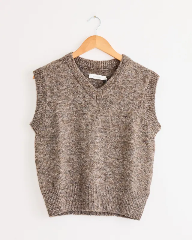 Wool Blend V-Neck Vest Heather in Brown sold by Mohawk General Store