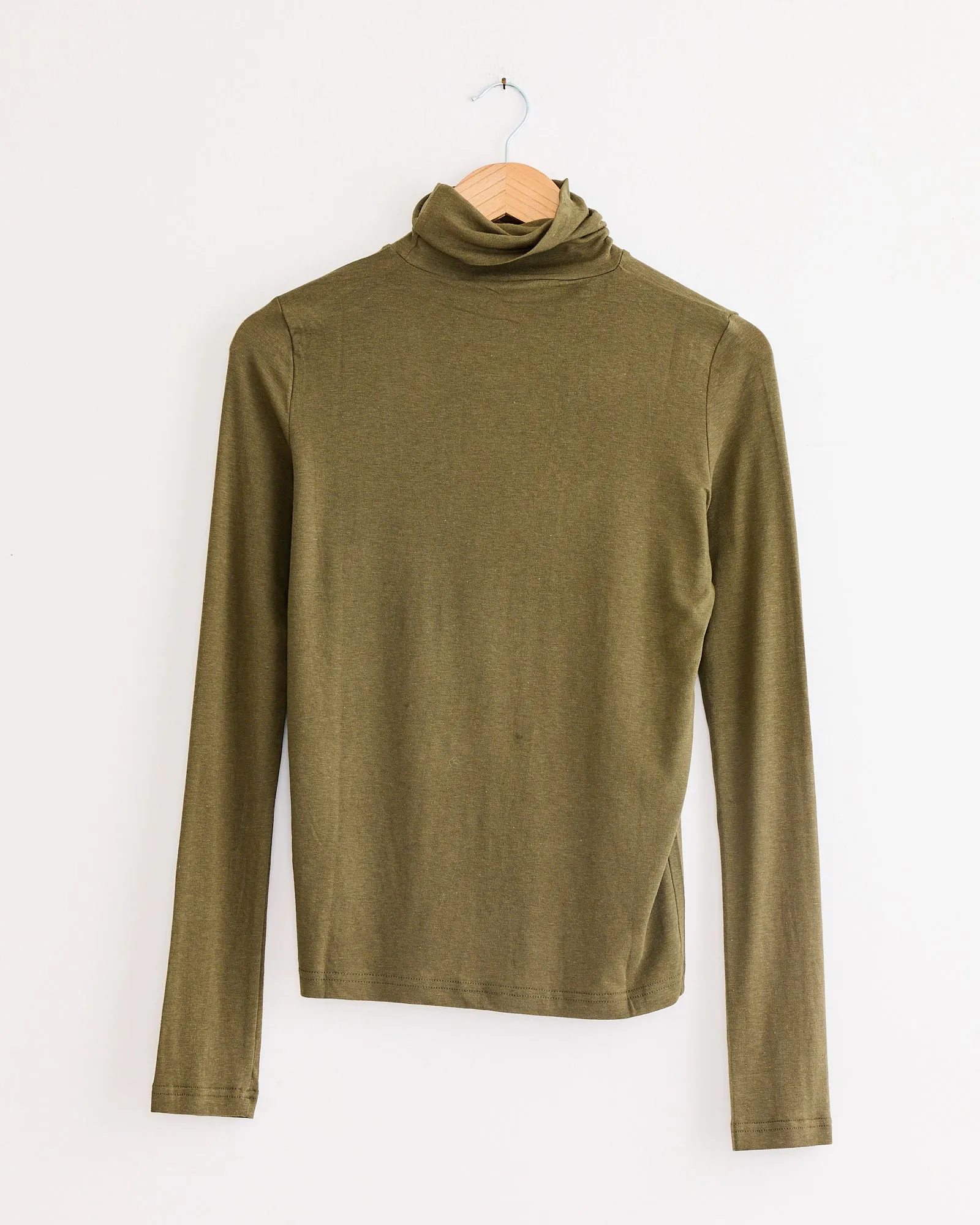 Roll Neck Jersey Top Light in Olive sold by Mohawk General Store