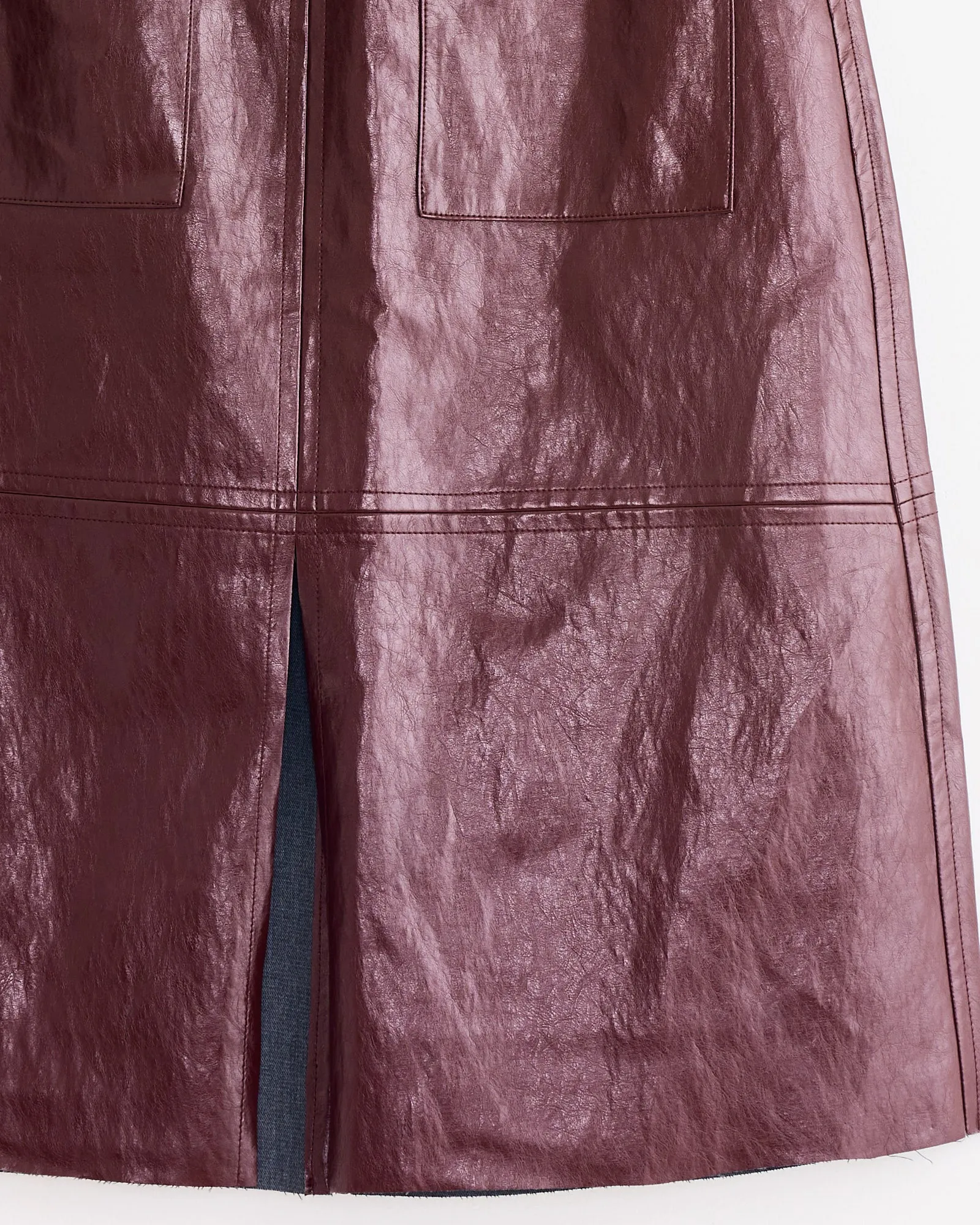 Faux Leather Skirt in Burgundy sold by Mohawk General Store product image thumbnail 2