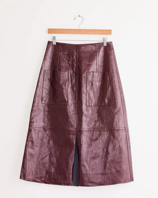 Faux Leather Skirt in Burgundy sold by Mohawk General Store