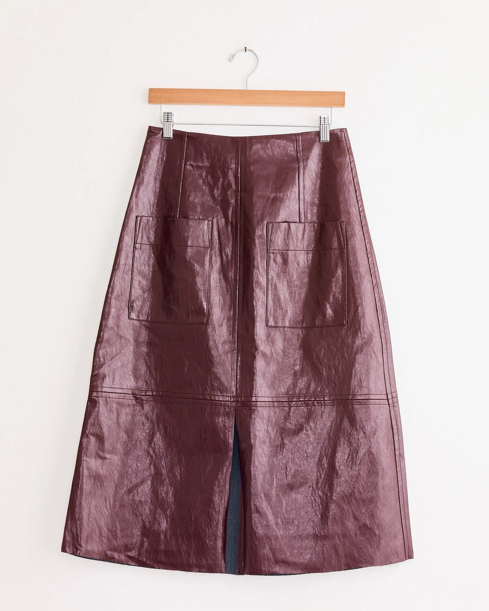 Faux Leather Skirt in Burgundy sold by Mohawk General Store