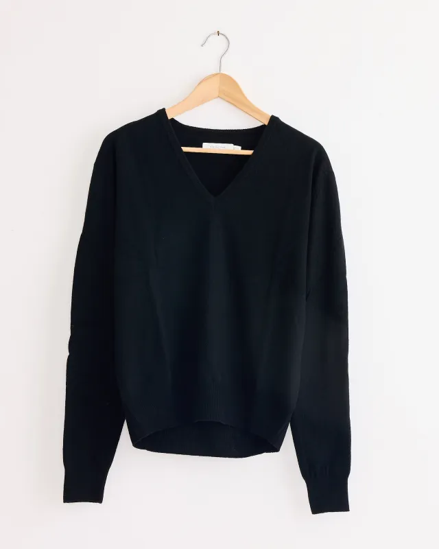 Cashmere Blend V-Neck Knit in Black sold by Mohawk General Store