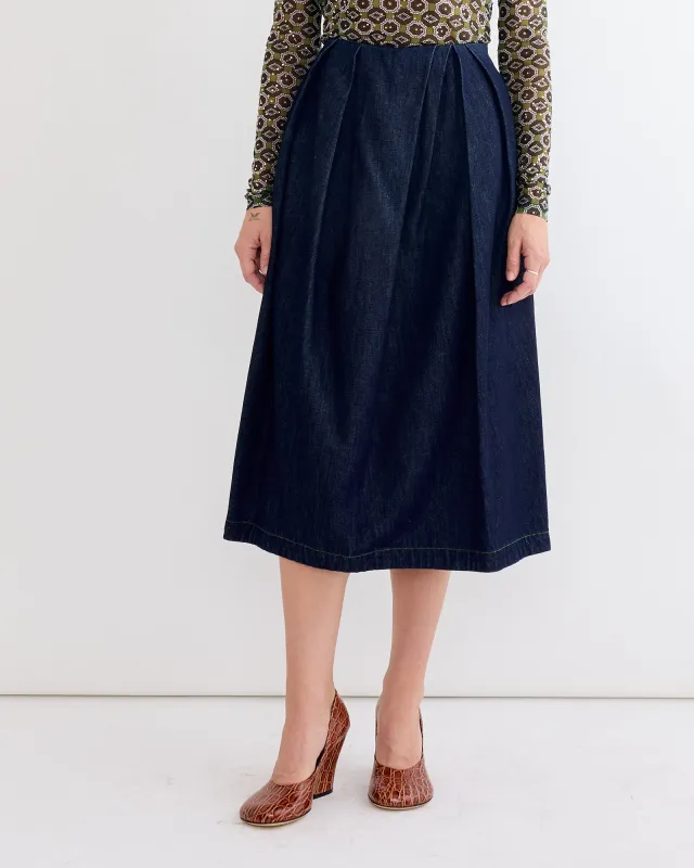 Pleated Denim Skirt in Indigo sold by Mohawk General Store