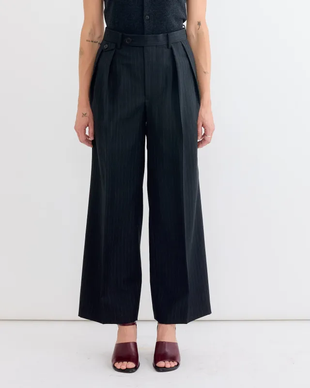Bluefaced Two Tuck Slack in Charcoal Navy Stripe sold by Mohawk General Store