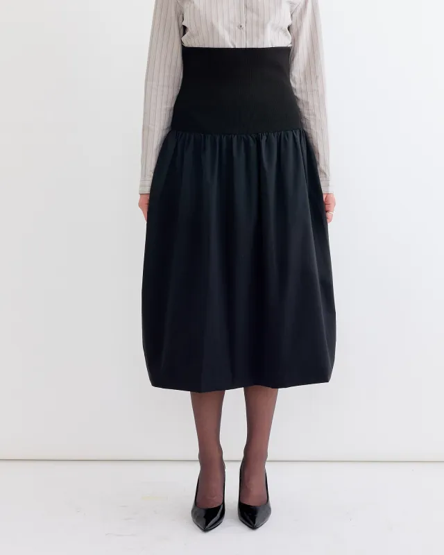 Taffeta Shirring Flare Skirt in Black sold by Mohawk General Store