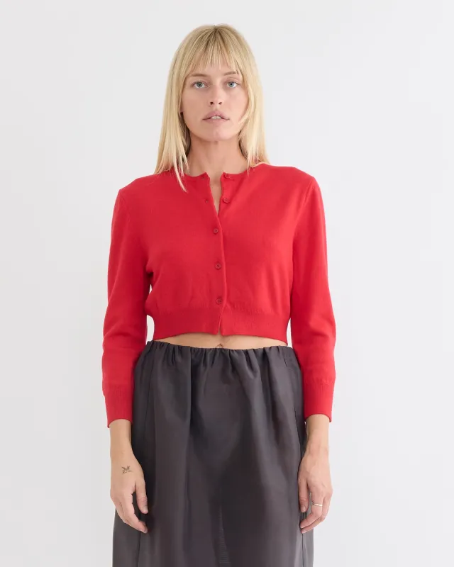 Round Neck Crop Cardigan in Red sold by Mohawk General Store
