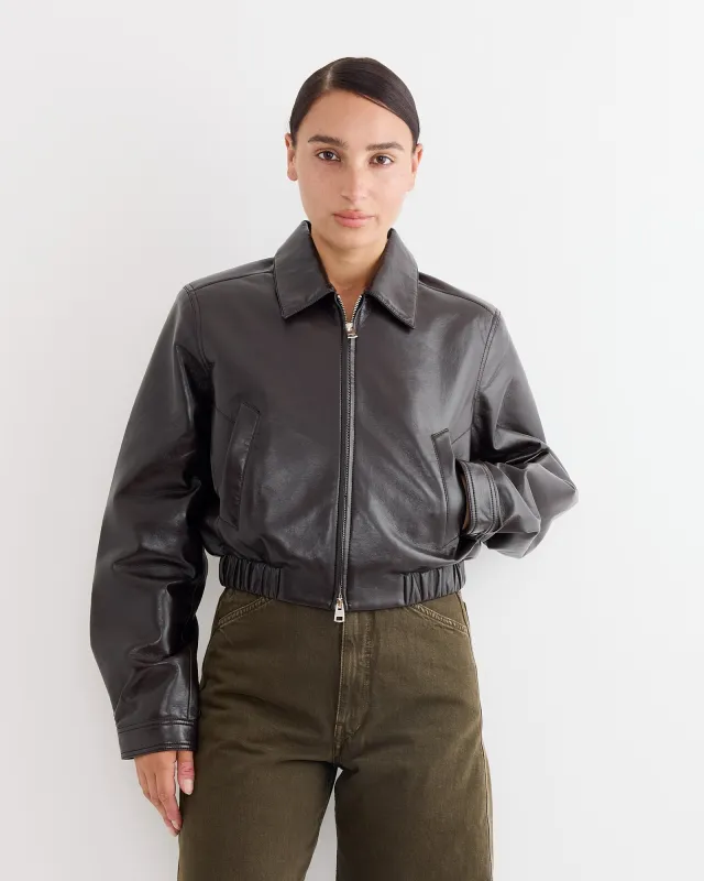 Essie Recycled Cropped Jacket in Chocolate sold by Mohawk General Store