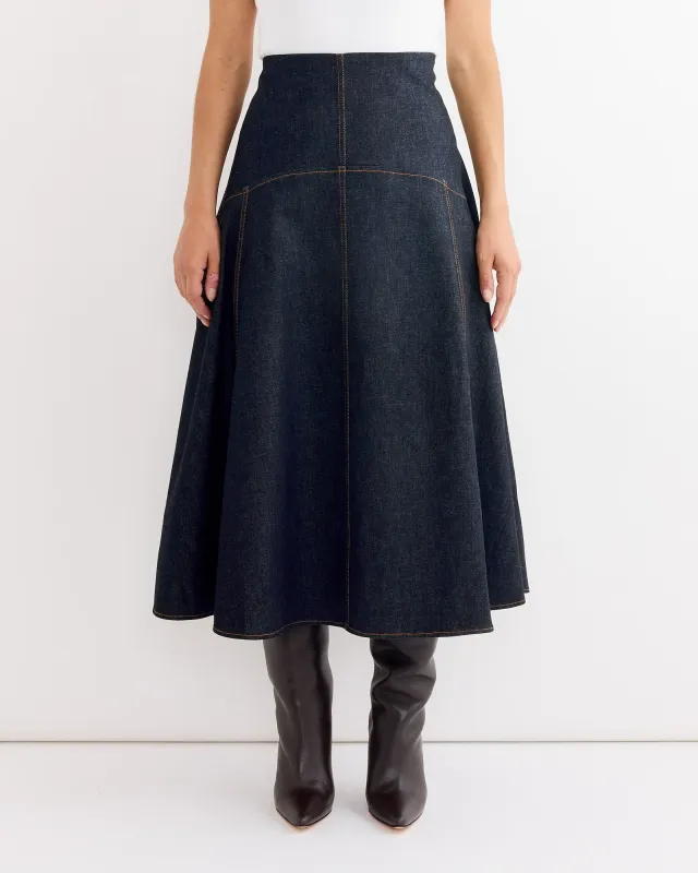 La Jupe Triangle De-Nimes Skirt in Dark Navy sold by Mohawk General Store