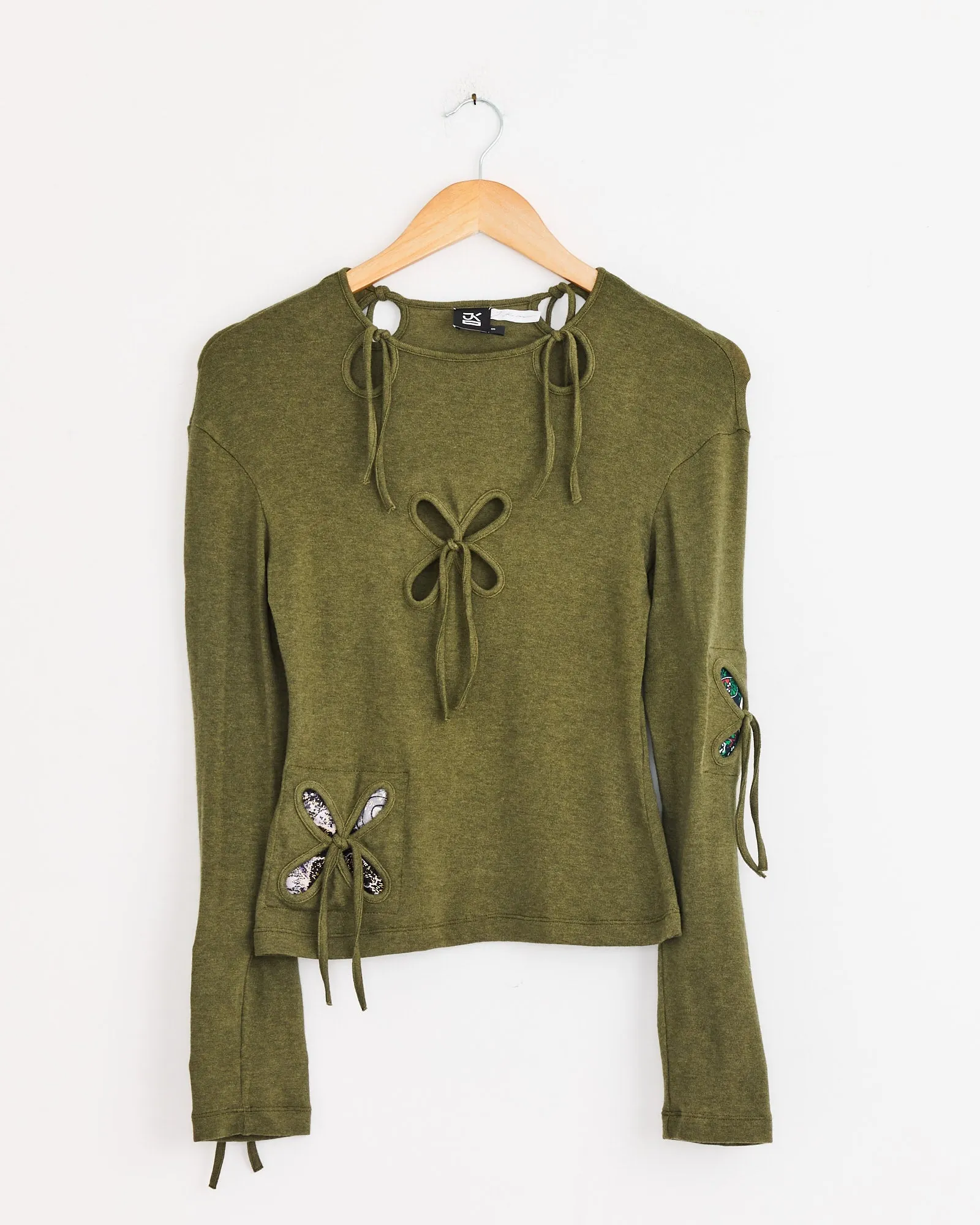 Petal Patches Top in Swamp Green sold by Mohawk General Store