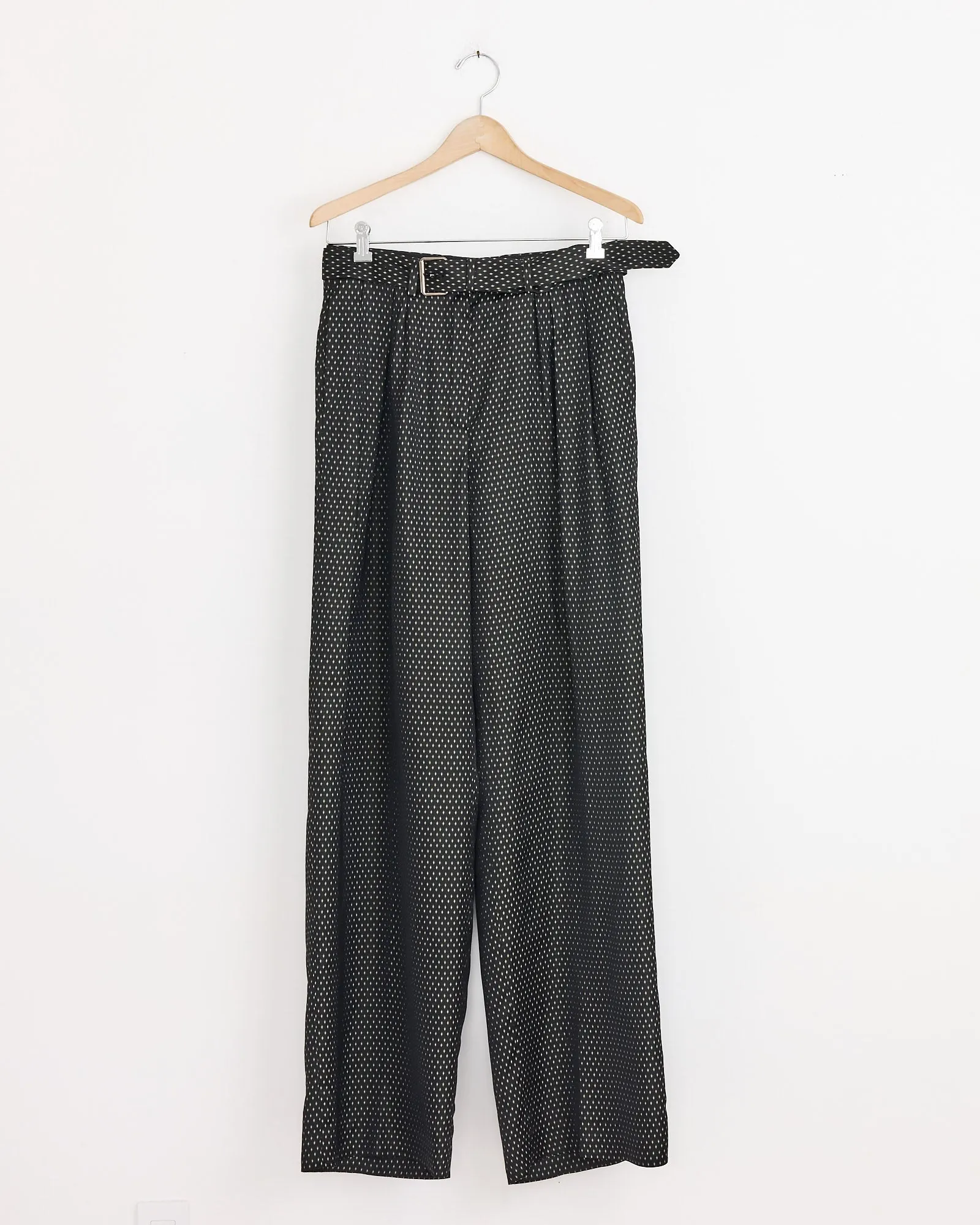 Belted Jacquard Trousers in Black sold by Mohawk General Store