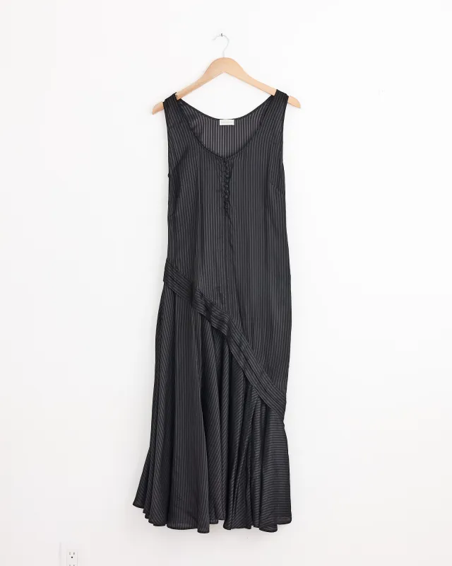 Dommy Stripe Crepe Midi Dress in Grey sold by Mohawk General Store