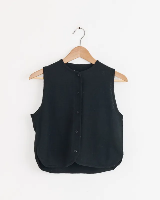 Merino Wool Waistcoat in Black sold by Mohawk General Store