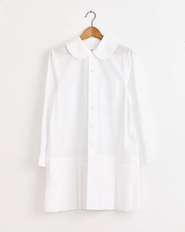 Wide-Pleated Shirt Dress in White sold by Mohawk General Store