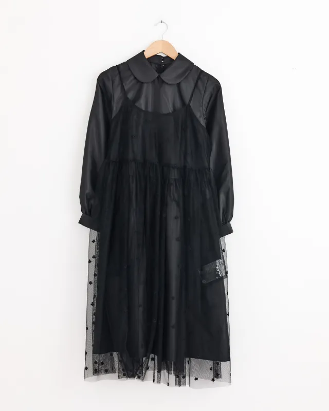 Tulle Embroidered Overlay Dress in Black sold by Mohawk General Store