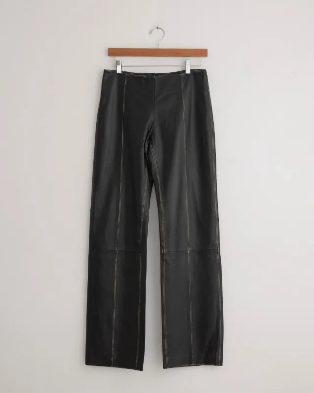 Brushed Leather Pant in Black made by St. Agni