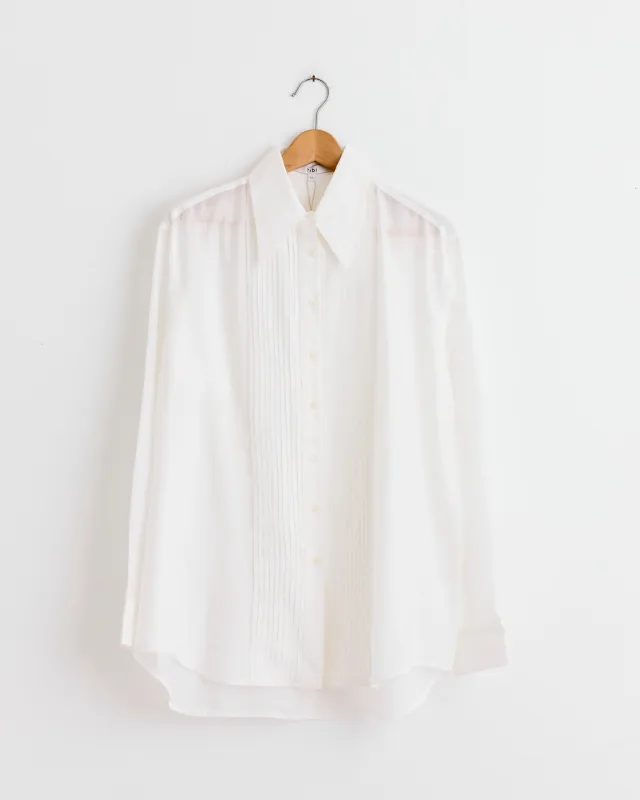 Silk Voile Easy Pintucked Shirt in Ivory sold by Mohawk General Store