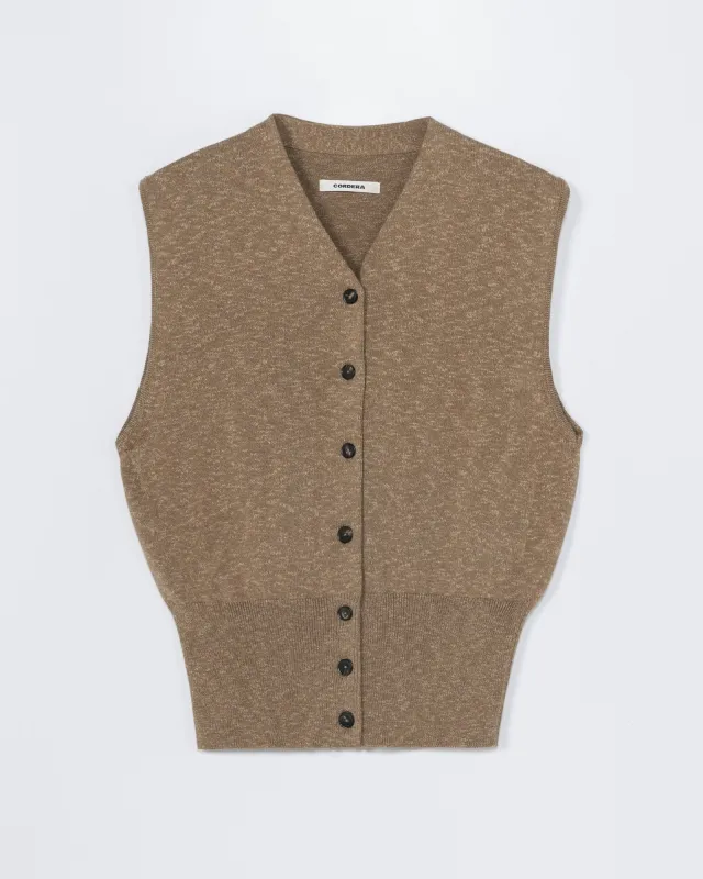 Flecked Cotton Waistcoat in Copal made by Cordera