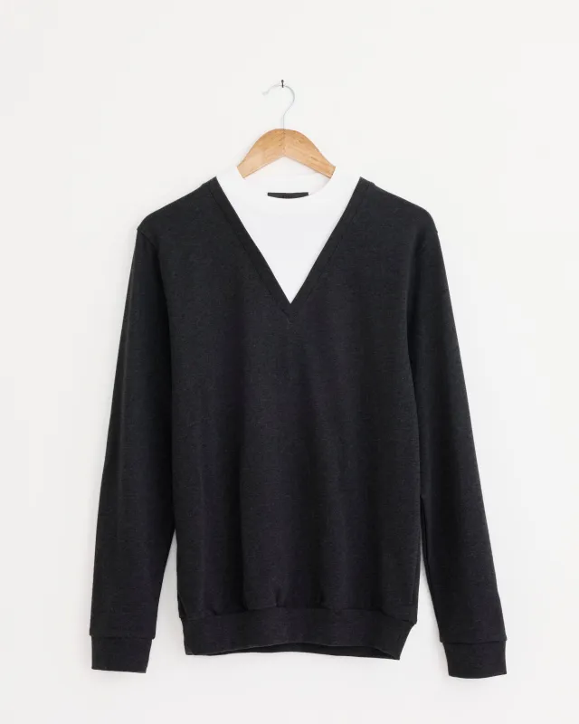 Perfect Trompe Loeil Top in Grey Multi sold by Mohawk General Store