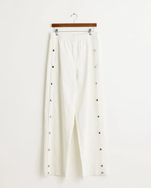 Nylon Snap Pull On Jogger in White sold by Mohawk General Store