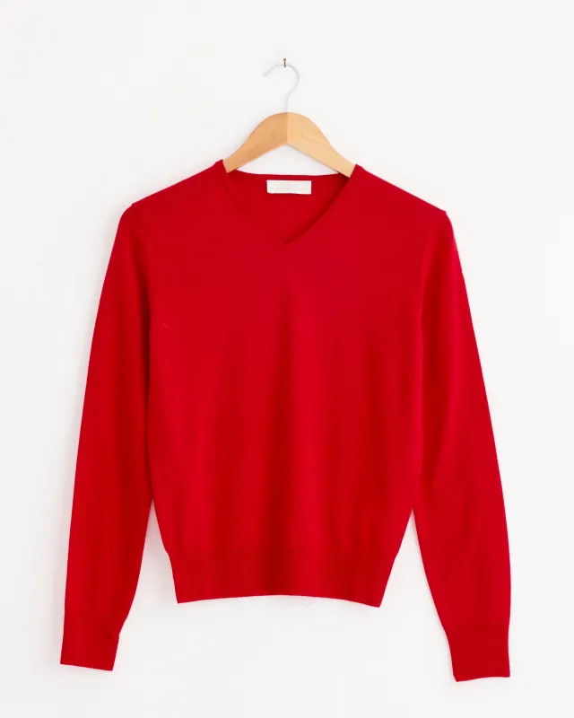Wool V-Neck Knit in Red sold by Mohawk General Store