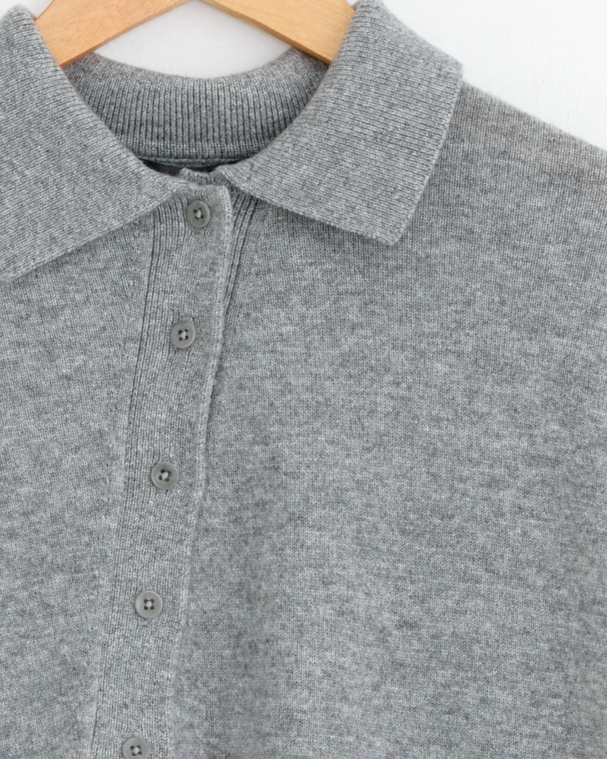 Washable Cashmere Oversized Easy Polo in Heather Grey sold by Mohawk General Store product image thumbnail 2