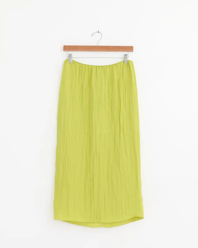 The Crinkle Slip Skirt in Pea Pod made by Tibi